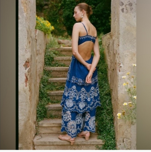 Farm Rio Blue Flowers Richelieu Maxidress - Picture 5 of 9